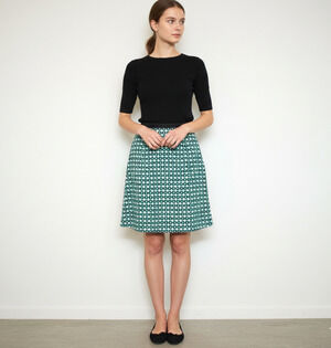 BODEN Green Blue Geometric Cotton Lined Skirt Knee Length Lined A Line 10